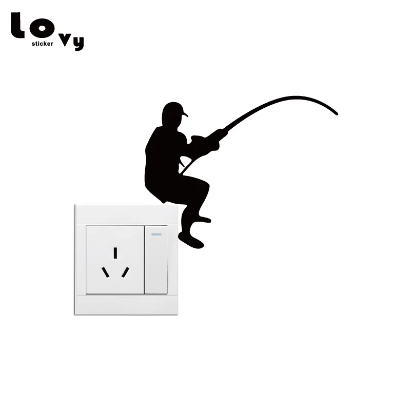Fishing Man Silhouette Switch Sticker Personality Vinyl Art Wall Sticker Home Decor SW0150 Fishing Man Silhouette Switch Sticker Personality Vinyl Art Wall Sticker Home Decor SW0150