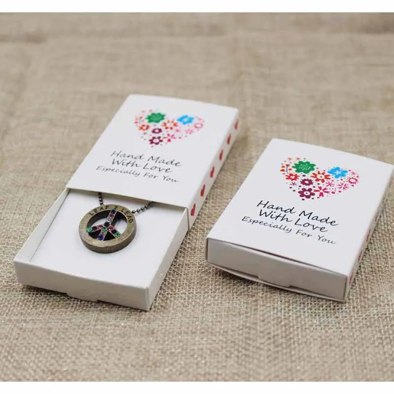 

24pcs white cardboard glossy lamination slide packing box necklace earring decoration box custom logo cost extra