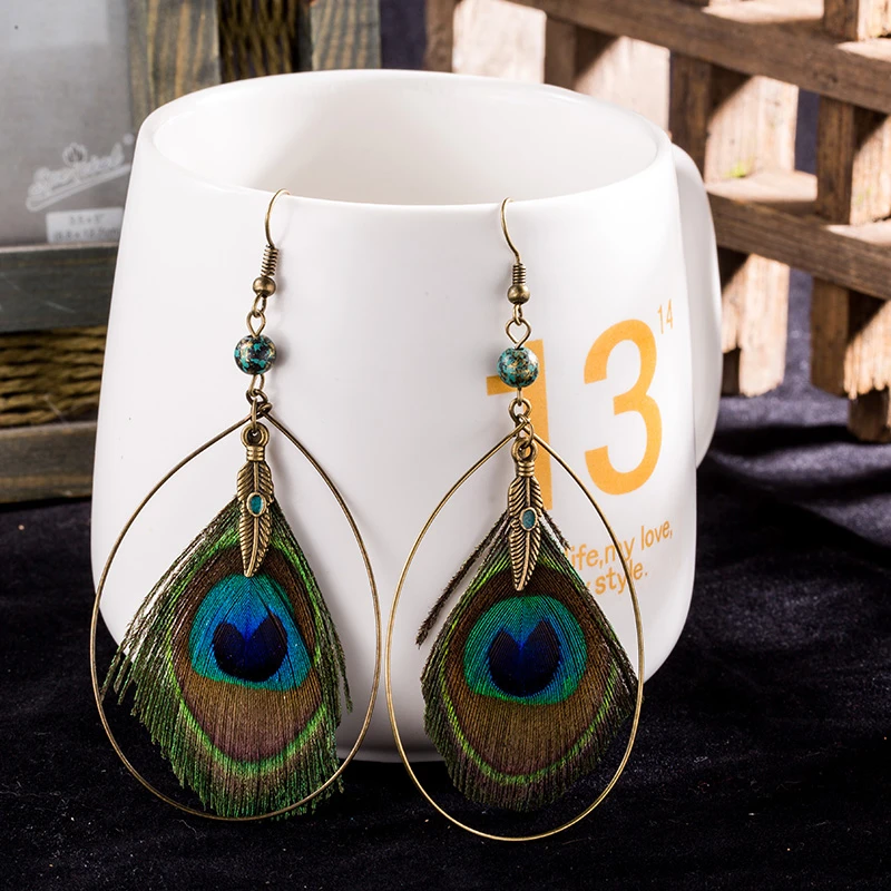 Feather Earrings Peacock Feather Earrings Peacock Earrings Peacock Jewelry Weddings Bridal Earrings Peacock Wedding