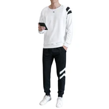 Rlyaeiz весенне-осенние повседневные спортивные костюмы мужская спортивная одежда полосатая Толстовка с принтом+ брюки длиной до щиколотки мужские спортивные костюмы