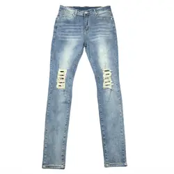 Узкие эластичные джинсы с узором пейсли, потертостями, до колена, синие байкерские джинсы, уличная одежда