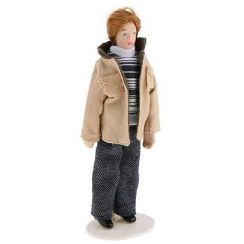 

1/12 Scale Dollhouse People Miniature Doll Modern Young Man in Khaki Jacket