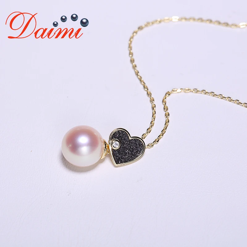 

DAIMI 925 Silver Pendant Love Pendant 8-8.5mm Akoya Pearl Pendant Gift For Women