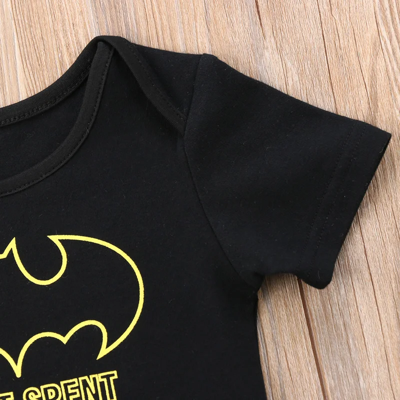 Топы для новорожденных Для маленьких мальчиков девочек Бэтмен боди короткий рукав одежда Размеры 0-24 м