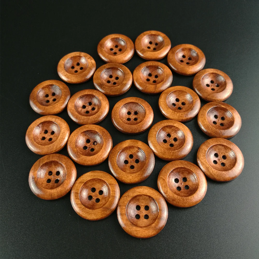 

100PCS Wood Buttons Decorative Promotions Pattern 4 Holes Scrapbooking Sewing Card Making DIY Home Decor Tools 25mm
