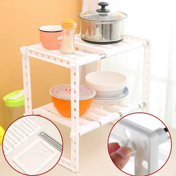 

Hot Fashion Useful Adjustable 2 Tier Under Sink Shelf Storage Rack Holder For Kitchen Dishes Condiment Bowl HY99 ST21