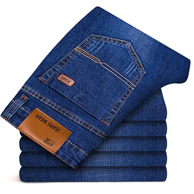 HCXY бренд Новые мужские джинсы высокого качества Деловые повседневные хлопковые Стрейчевые узкие джинсы классические брюки джинсовые брюки мужские Размер 40 - Цвет: Синий