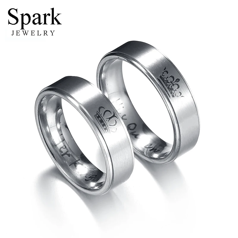 Trendy Stainless Steel Crown Rings For Lovers Drawing