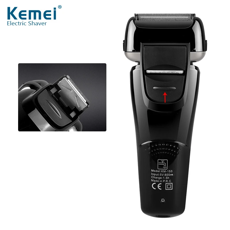 Kemei тройное лезвие режущая система электробритва для мытья всего тела умный светодиодный дисплей бритва перезаряжаемая бритва с USB D41