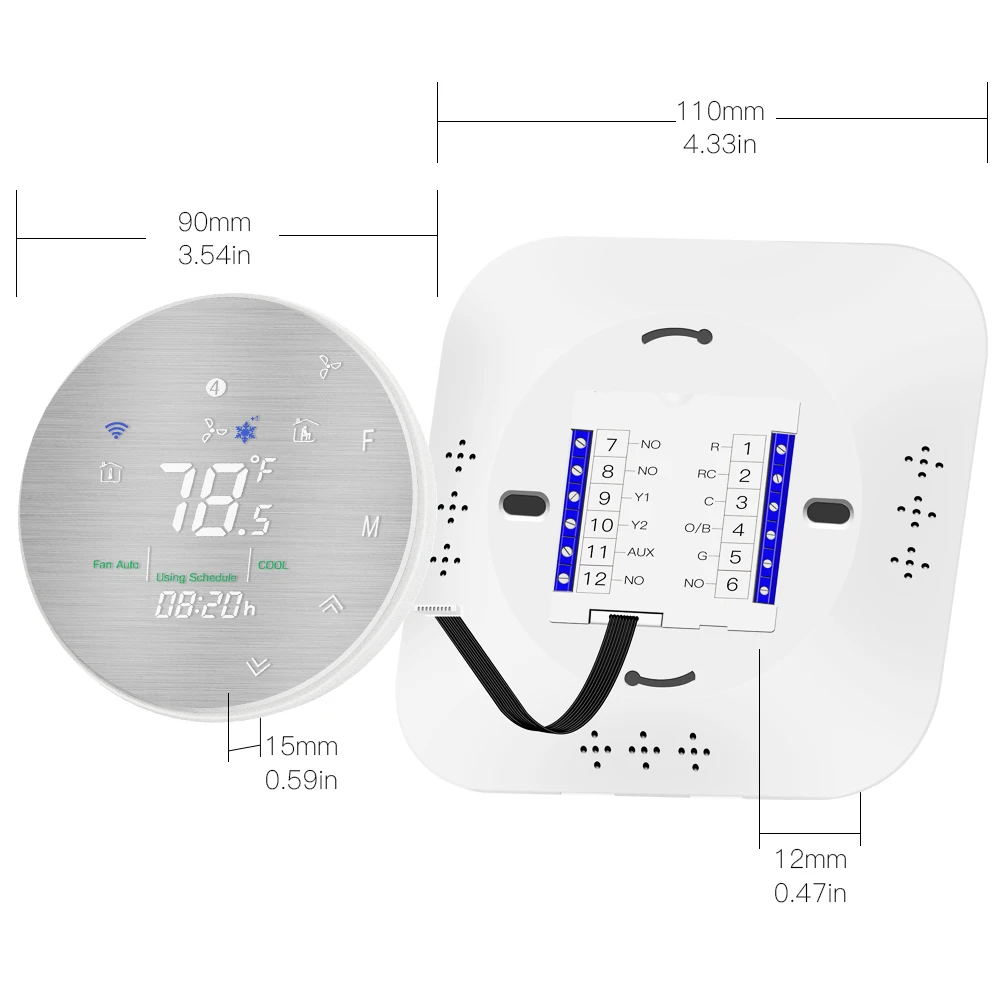 WiFi Smart Heat Pump 24V Thermostat Temperature
