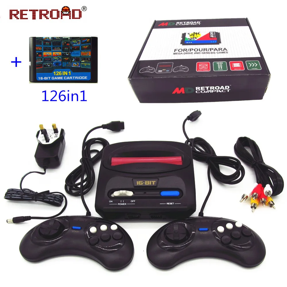 Совместимая машина RETROAD MD Compact 16Bit Genesis с классическим картриджем Sega 126in1