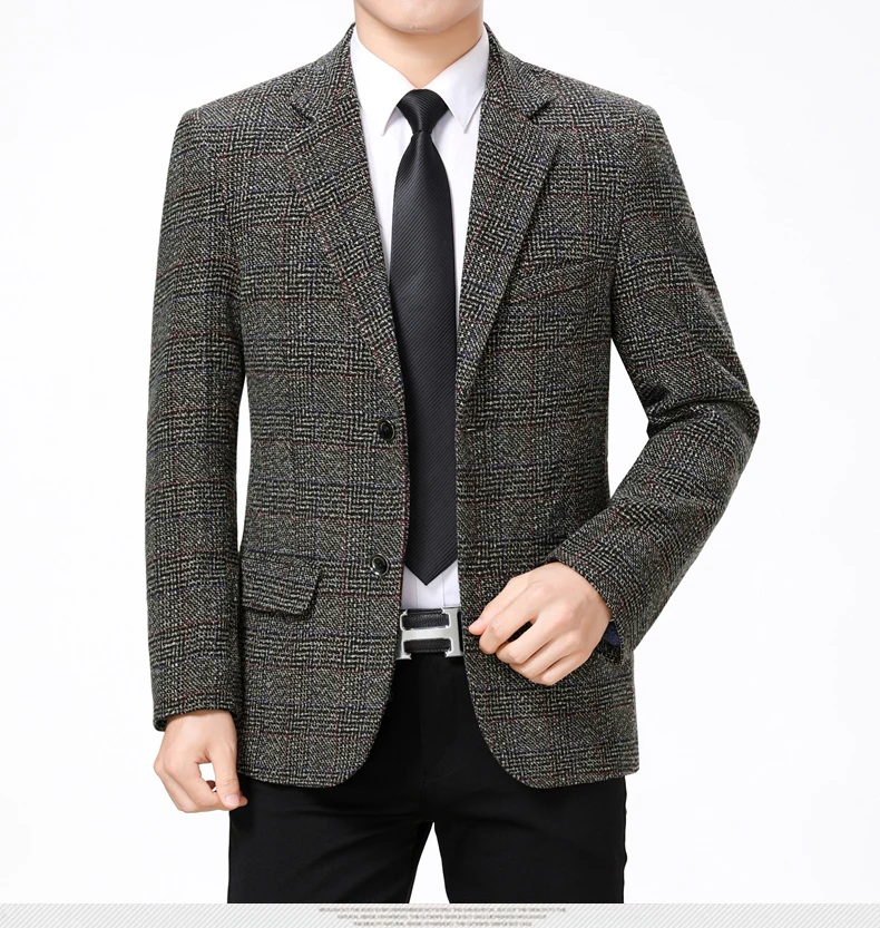 WAEOLSA Men Slim Fit Blazers Male Classical Grain Suit Coat Mans Smart Casual Blazer Masculino Blends Suit Jackets Chinese (9)