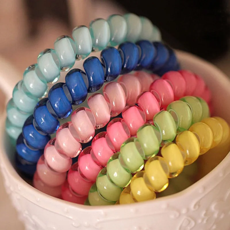 

Middle Size Hair Scrunchie Popular Korean Candy Color Telephone Wire Style Elastic Band Rope or Bracelet for Women 70
