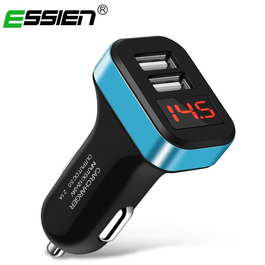 ايسين المزدوج USB عالية الجودة شاحن سيارة الهاتف المحمول سيارة الجهد التشخيص ل Xiaomi سامسونج مع المصغّر usb/ل كابل iphone