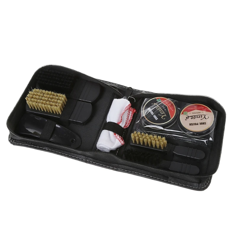 

Shoes Care Kit Cleaning Shine Polish Brush Set With Storage Bag For Leather Shoe