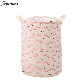 

Sqinans Flamingo Collapsible Toys Drawstring Storage Basket Foldable Portable Laundry Basket Organizer Dirty Clothes Hamper