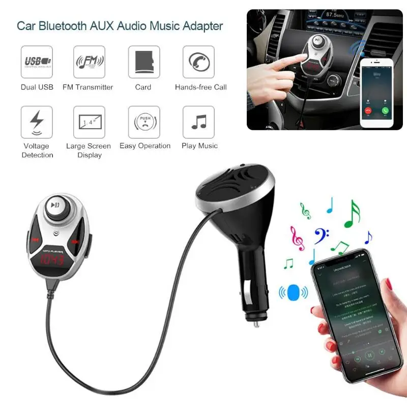 Car Bluetooth Audio Adapter USB Charger FM Transmitter Cigarette