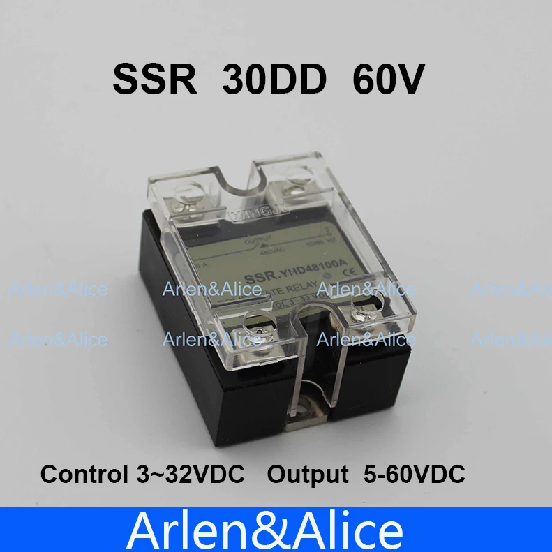 

30DD SSR Control voltage 3~32VDC output 5~60VDC DC single phase DC solid state relay