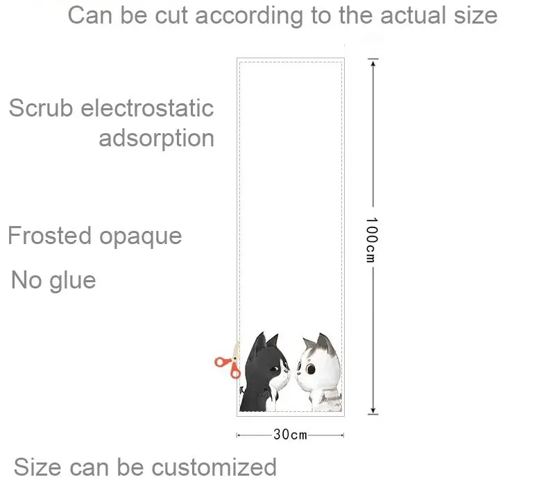 Индивидуальный размер, оконная пленка, Постер, статическая пленка, наклейки из матового стекла, домашний декор, ванная кухня офис, Pet store, детская комната, кошки - Цвет: 30(w)x100cm(h)