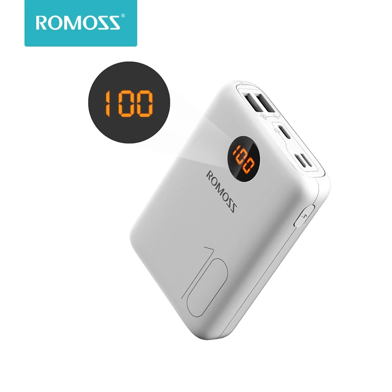  ROMOSS OM10 10000 мАч Внешний аккумулятор с двойным usb портом, внешний аккумулятор, размер для путешествий
