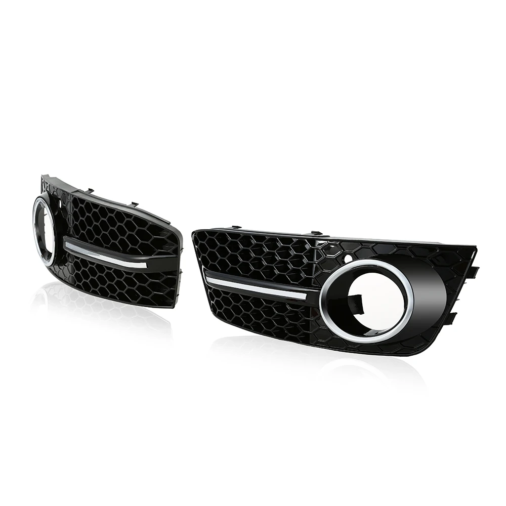 

2016 One Pair Black Front Grille Car Grilles for Audi A4/B8 2008-2011 Car Fog Light Cover Grilles Replacement Car Styling