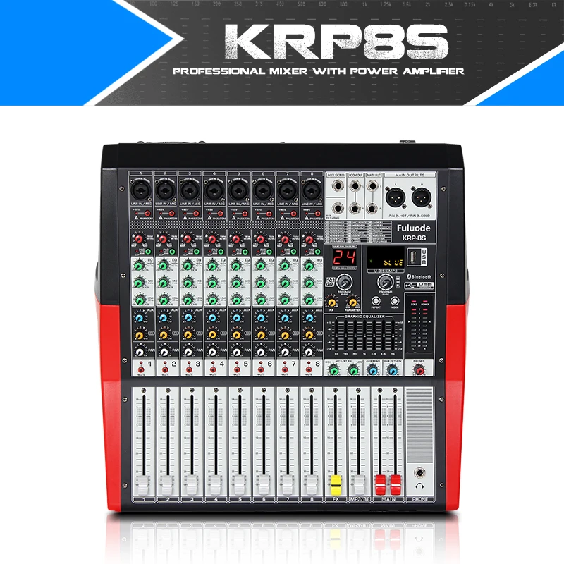 HOT Sale  Fuluode 8 Channel Professional Mixer With power amplifier and reverberation function Support Blueto