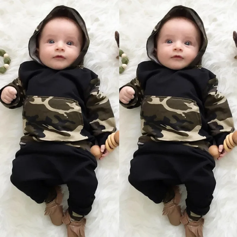 

Infant Baby Boy Clothing Sets Newborn Baby Boys Camouflage Camo Hoodie Tops Pants 2Pcs Outfits Suit Set Long Sleeve Clothes