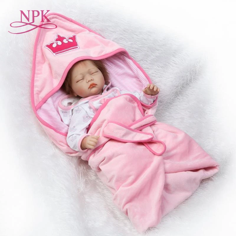 

NPK 22" Baby Doll soft cloth Body Silicone Vinyl Adorable Lifelike Toddler Baby Bonecas Girl Kid Bebes Reborn Dolls