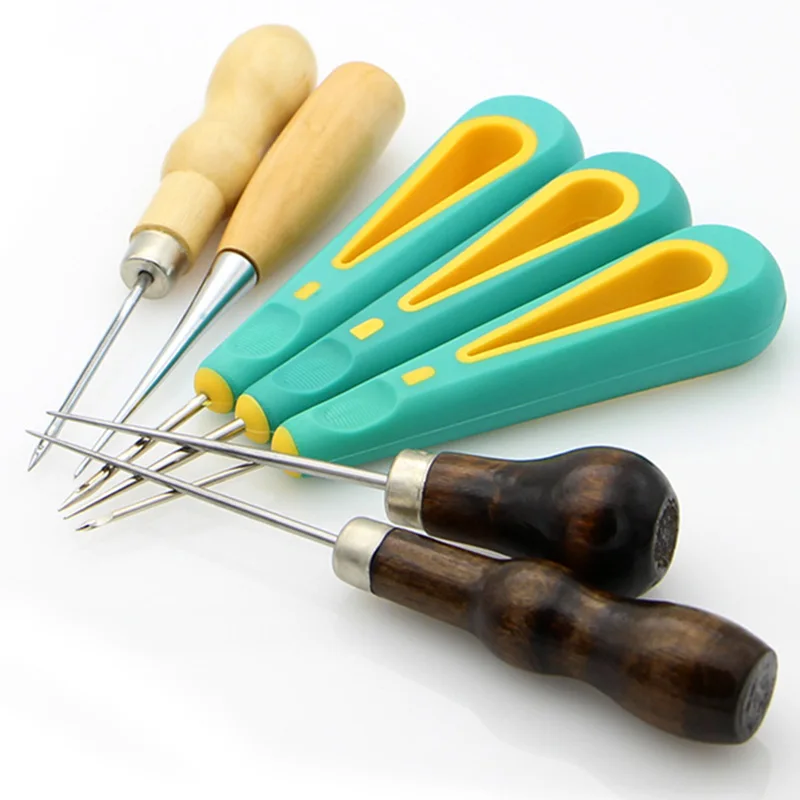 Alloy Steel Wood Handle Punching Tapered Awl Craft Cloth Scratch Awl