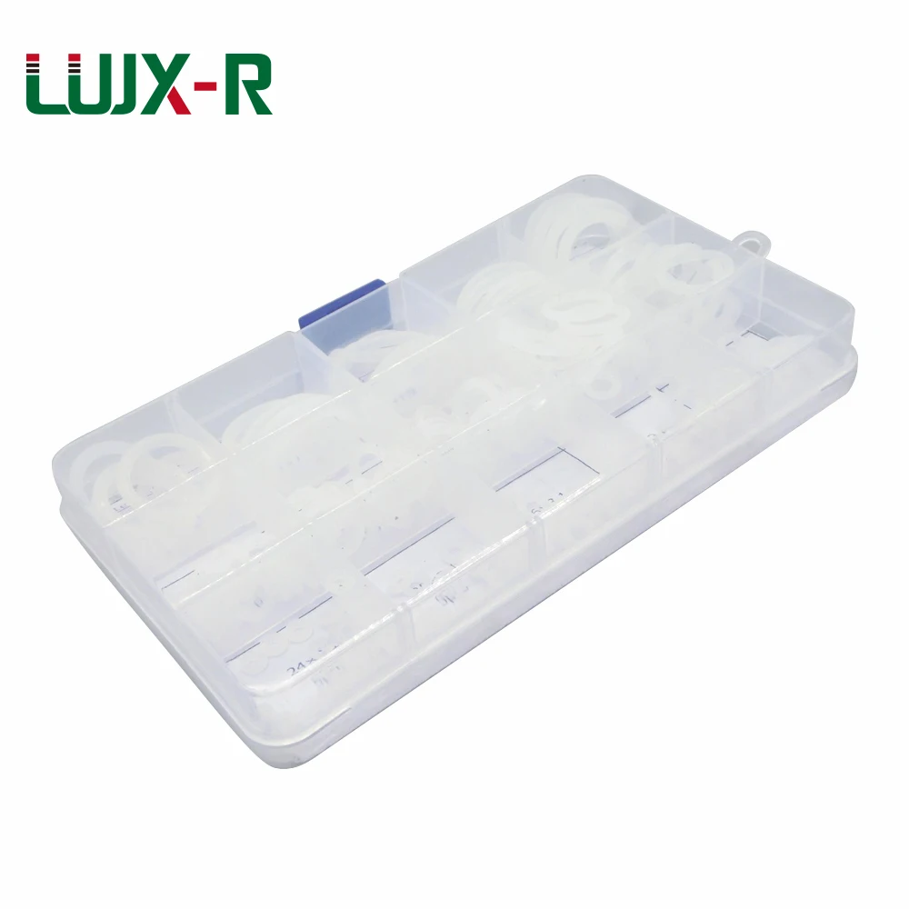 Cena LUJX R 200 sztuk zestaw ringów uszczelki olejowe podkładka asortyment białe silikonowe pierścionki VMQ O pierścień uszczelniający zestaw Food Grade watertence Boxes