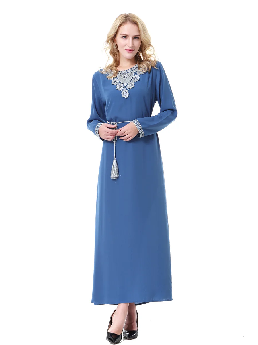 Исламская одежда для женщин мусульманское платье абайя Бисероплетение Дизайн скромный джильбаб и абайя кафтан платье Зеленый M771 - Цвет: 3