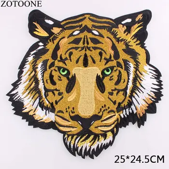 

ZOTOONE Big Tiger Embroidery Patch for Clothing 25*24.5CM Iron on Patch Applique DIY Hat Coat Dress Accessories Cloth Sticker C