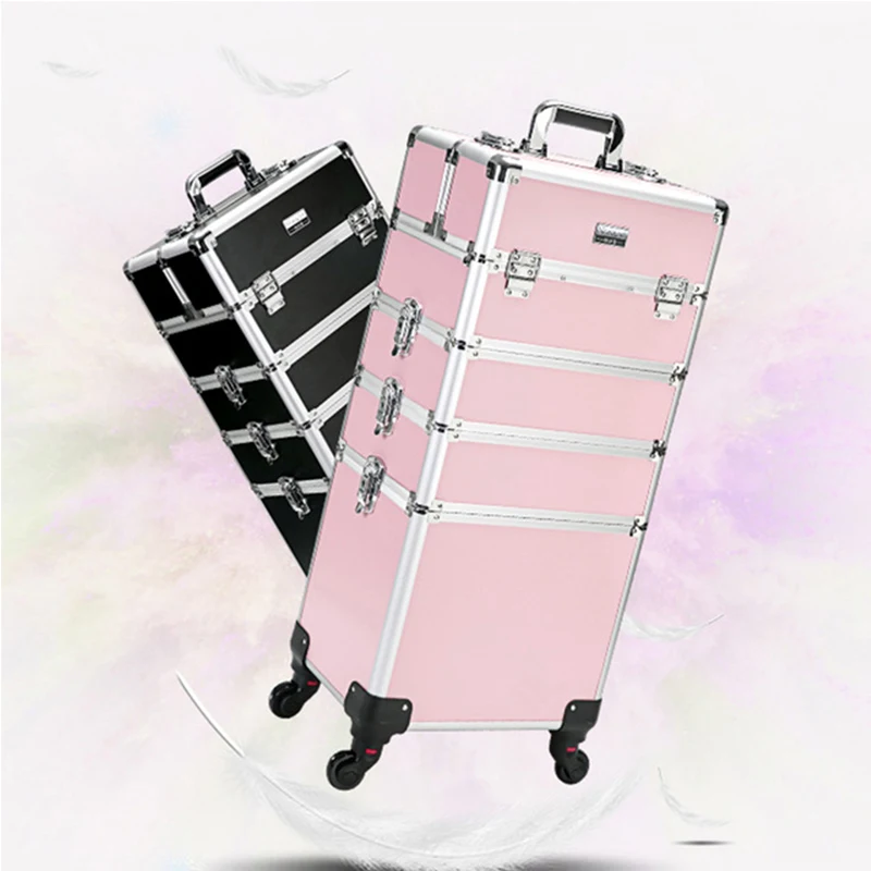 Women's professional чемодан на колесиках для косметики Портативный Макияж Сумки на колёсиках инструмент для украшения ногтей Красота путешествия