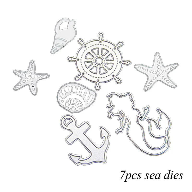 Plantillas de corte de Metal Dolce Vita Mermaid, con ancla de estrella marina, para álbum de recortes, troquelado para tarjeta de papel para manualidades