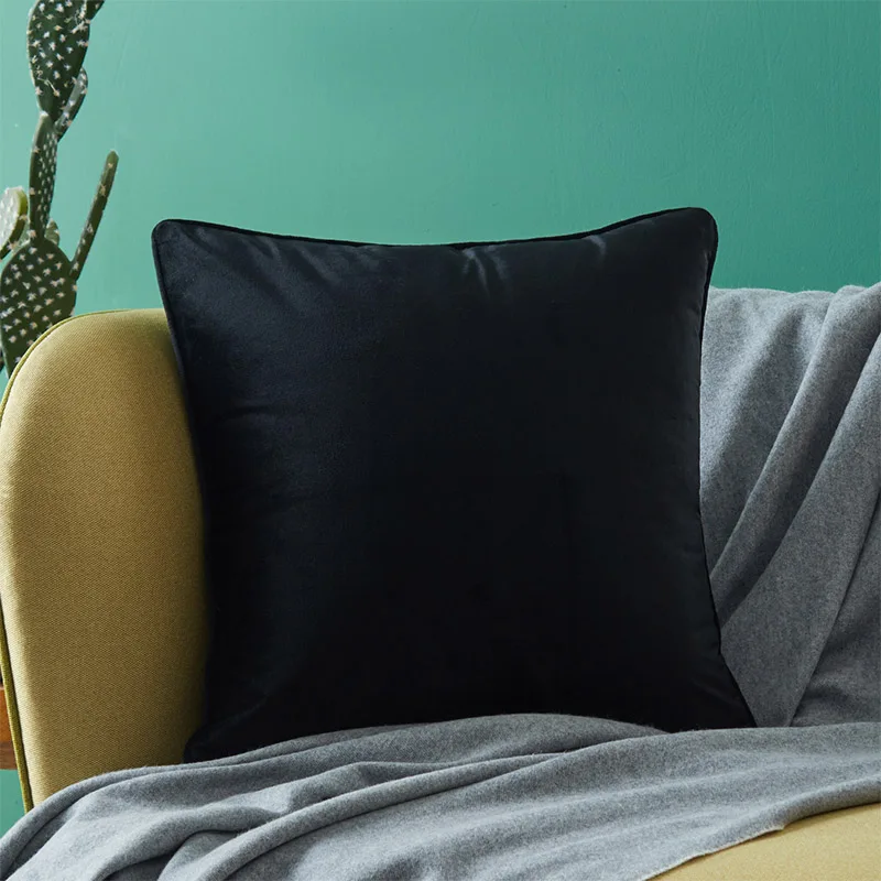 Topfinel, мягкая плюшевая бархатная Наволочка на подушку Роскошные Nordic Стиль наволочки для подушек для дивана сиденье стула для дома Декор размером 45*45 см Однотонные - Цвет: Black