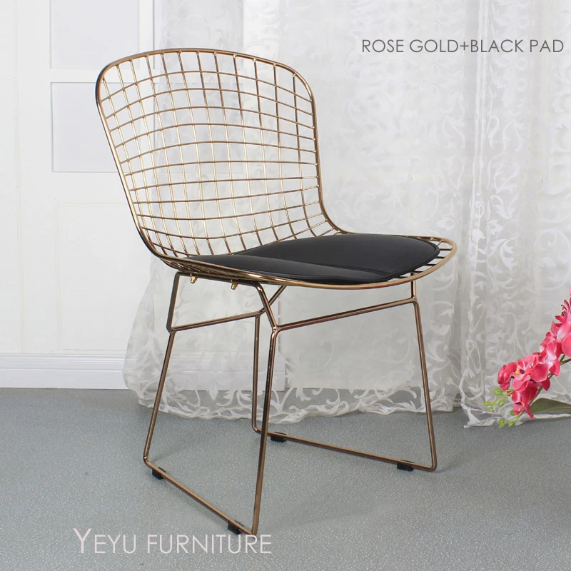 Rose Gold Or Gold Color Bertoia Wire Chair Modern Classic Wire Bertoia