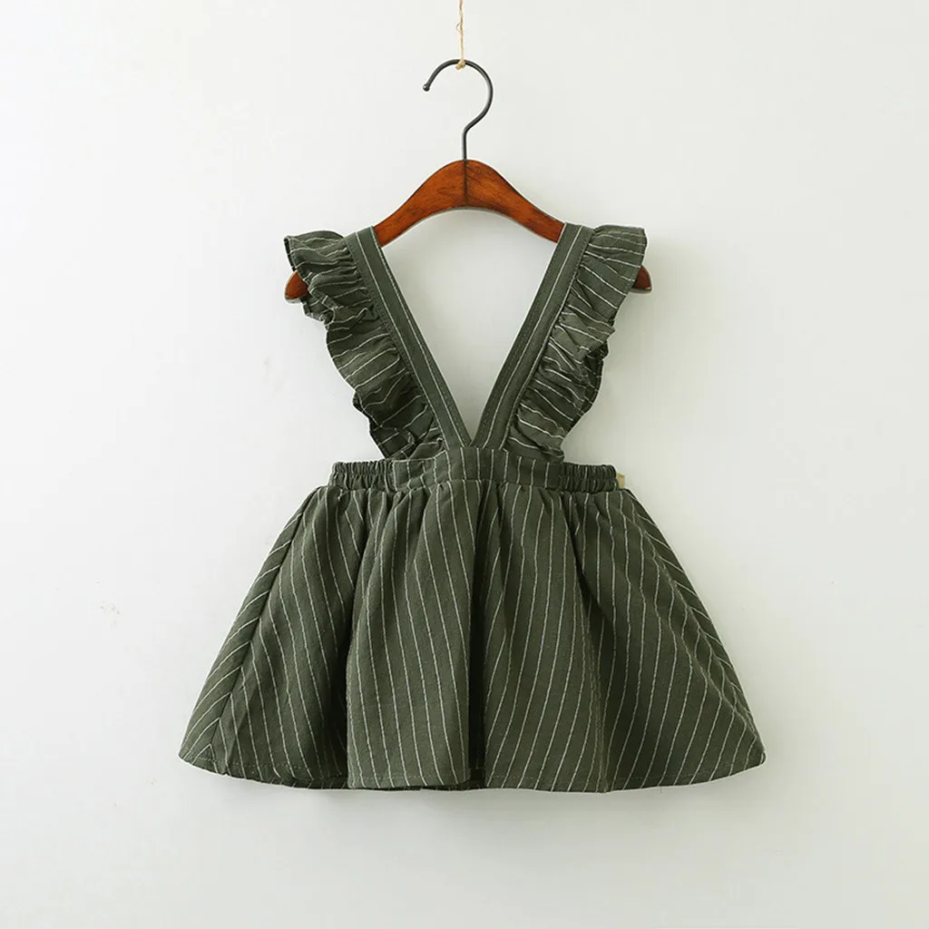 

fancy dresses for girls outfit Toddler Kids Baby Girls Clothes Sleeveless Ruffles Stripe Party Princess Dresses baby costume #F3