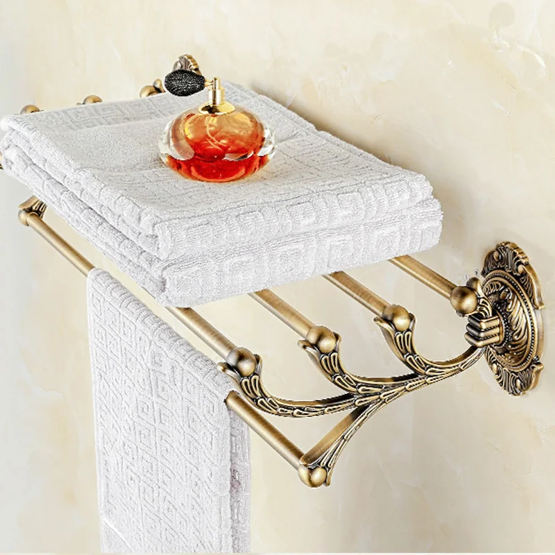 European Antique Luxury Towel Rack Bronze Bathroom Hardware Pendant