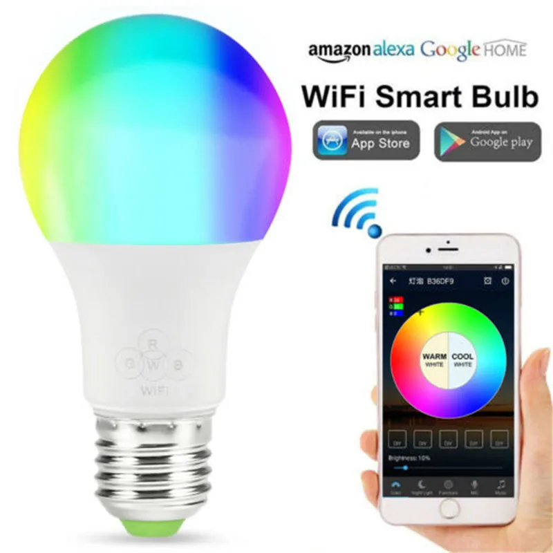 

E27 LED Smart House Light Bulb RGB WiFi Lamp Bottle Ampoule For Phone APP Remote Control Dimmable Multicolor Auto Flame Lamps