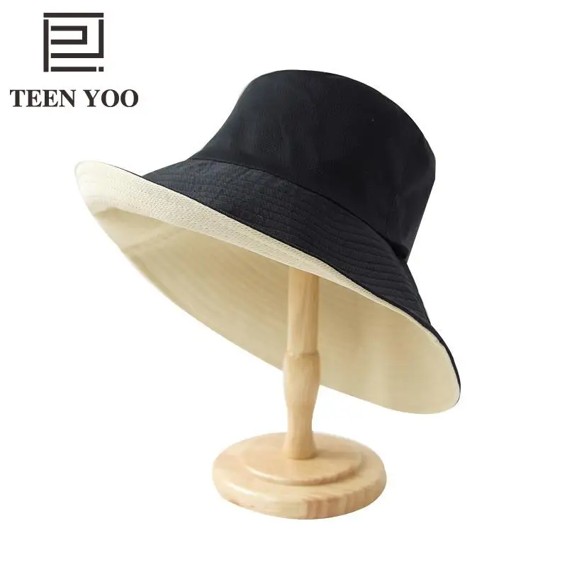

Summer Fishing Hat Women Double-sided Fisherman Black Hats Female Japanese Brim Sunscreen Ultraviolet Red Net Solid Sunshade
