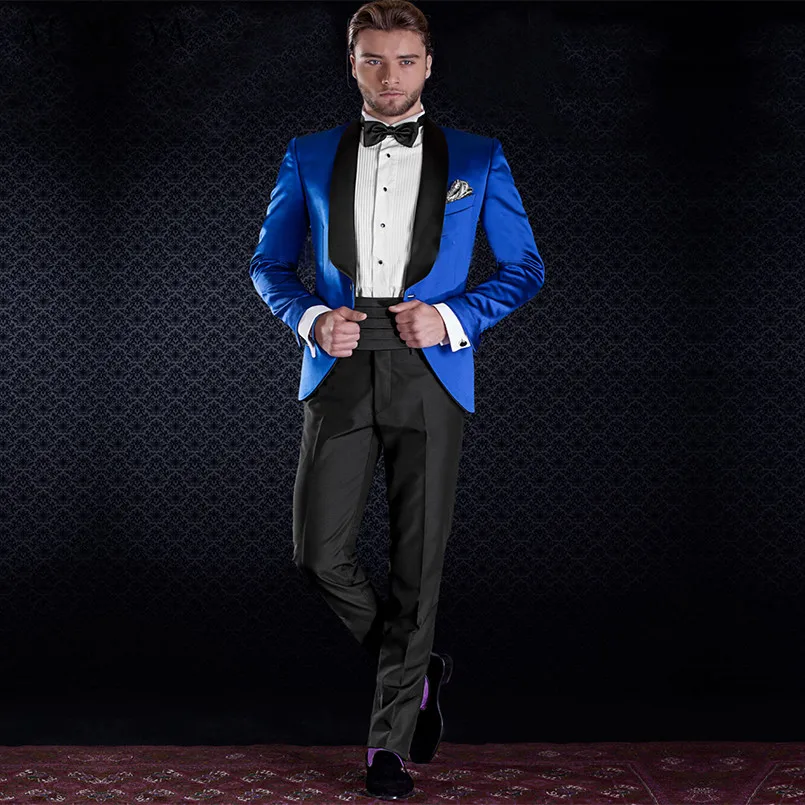 High-Quality-Classic-Style-Groomsman-Suit-Electric-Shiny-Satin-Blue-Tuxedo-Jacket-With-Black-Pants-Jacket