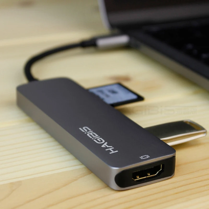 Hagibis Тип type-C USB 3,1 мульти Порты и разъёмы адаптер USB-C к HDMI 4K HD USB 3,0 концентратор 2-Порты и разъёмы SD Card Reader конвертер кабель для Macbook