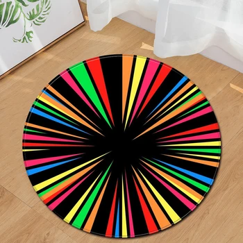 

2019 Carpet Round Carpet Mat Floor Pad Colorful Striped Home Bedroom Floor Decoration Foot Pads Living Room Carpets