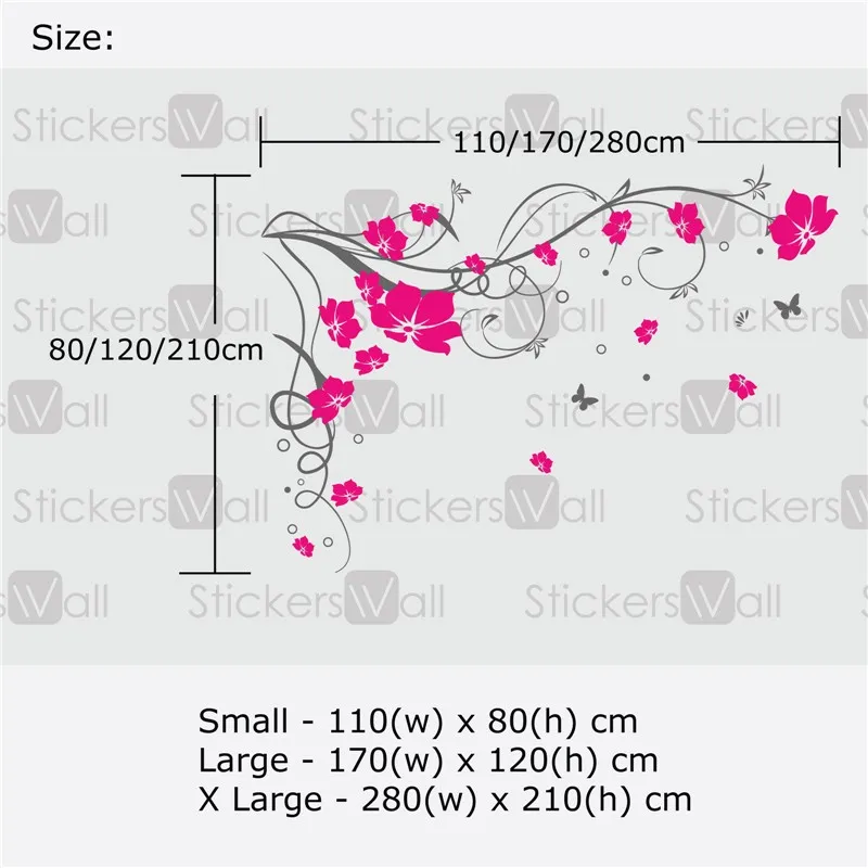 J3 большая бабочка, цветок, Лиана, виниловые съемные наклейки на стену, дерево, настенные художественные наклейки, Фреска для гостиной, спальни, домашний декор