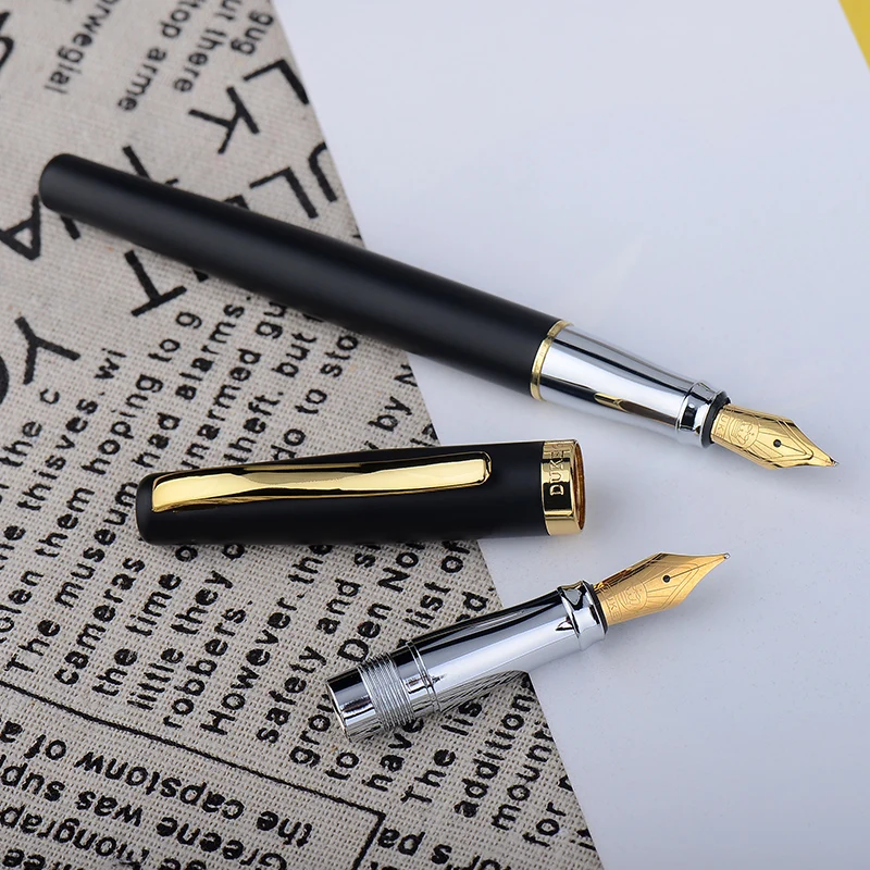 Conjunto de Duas Pontas com Caixa de Presente Ideal para Escrita e Pintura Caligrafia Fountain Duke 209 Aço Cor Preto Fosco & Pen 4 Canetas tinteiro