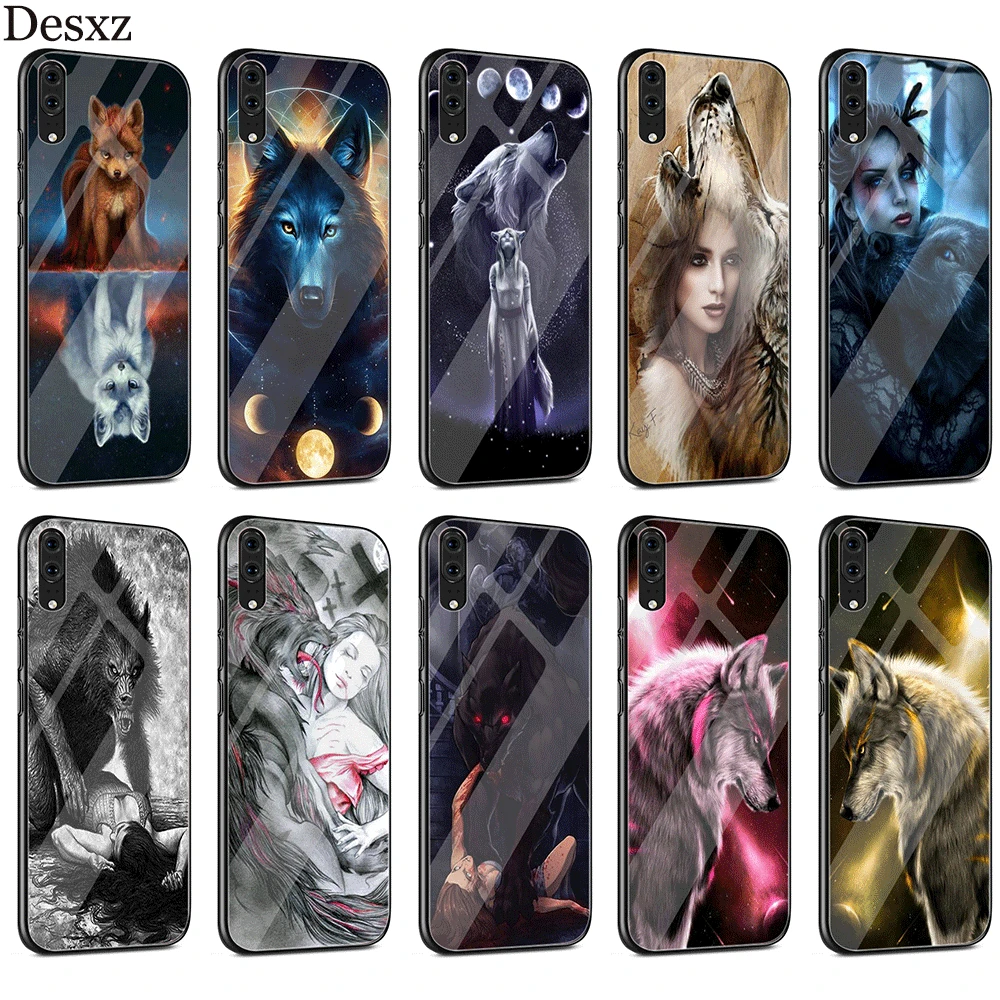 Стеклянный чехол Desxz Wolf And Girl Для huawei P10 P20 Pro P Smart mate 10 20 Lite Y6 Y9 Honor 7A 8X 9 2018 2019 |