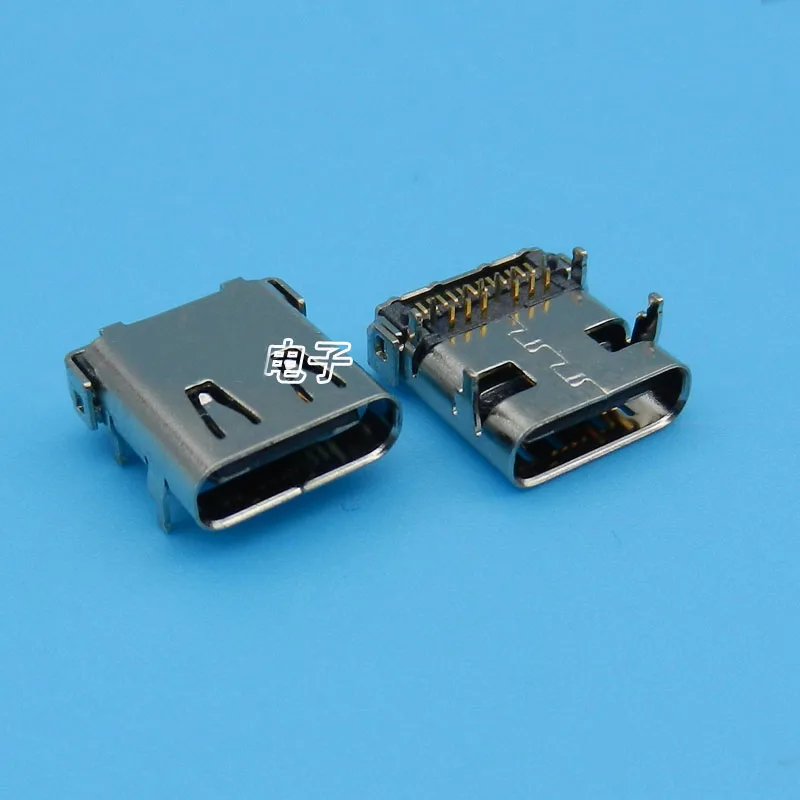 100 шт. 24 P USB 3 1 Type C порт разъемов Женский Pin правый угол SMT Tab версия разъема |