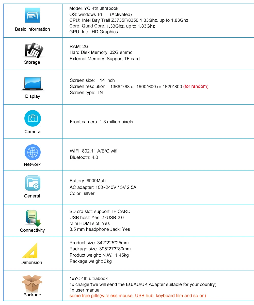 specification YC4