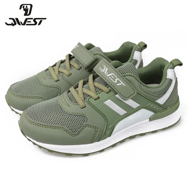 

QWEST Spring Leisure Sports Running Kids Shoes Hook& Loop Outdoor Olive Sneakers for Boy Size 32-38 Free Shipping 91K-NQ-1337