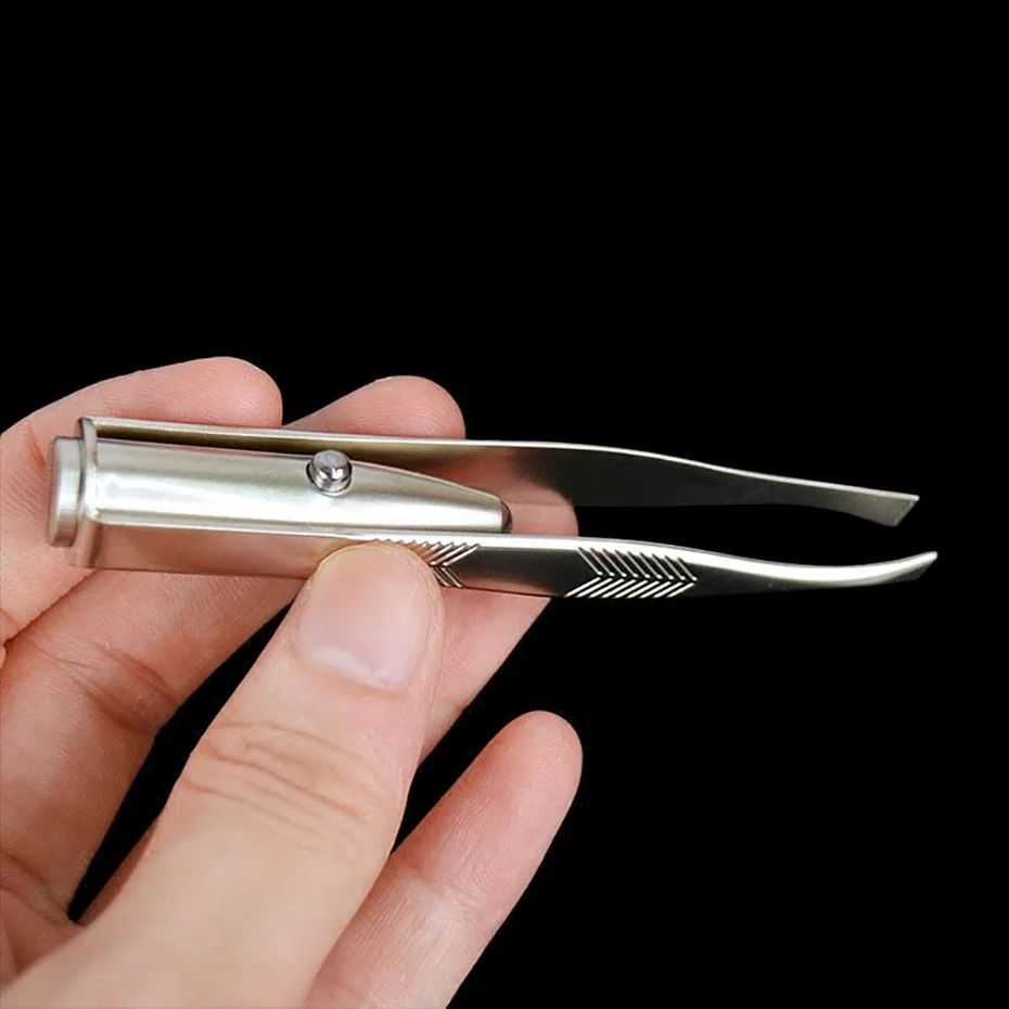 2018 New Arrive Eyebrow Tweezers Stainless Steel  LED Light Eye Hair Remover Eyelash Remove Tools Make Up Essentials  (2)